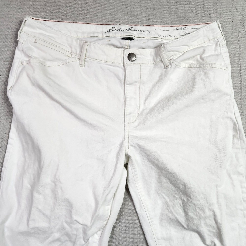 Eddie Bauer Womens Size T16 White Curvy Crop Capri Denim Jeans - Picture 2 of 14